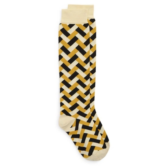 $170 Jil Sander Socks Knee High Jacquard Geometric Printed One Size NEW - Picture 6 of 6